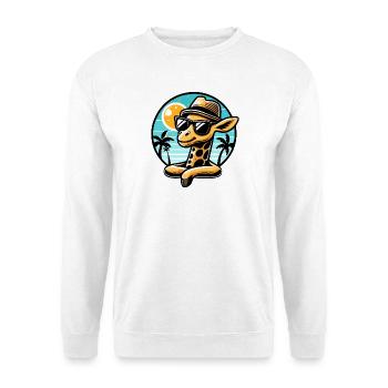 Kølet giraf med solbriller og hat - Unisex sweater - hvid - Foran