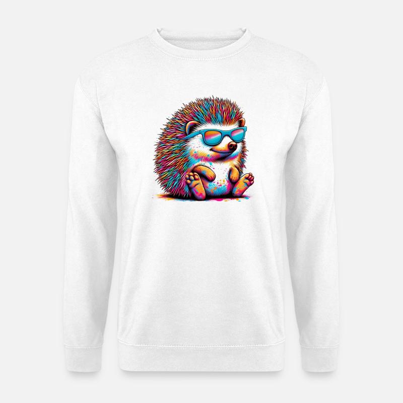Hedgehog with sunglasses - Unisex Sweatshirt - white