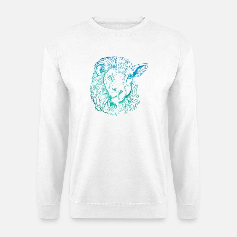 Löwe und Lamm - Unisex Pullover - Weiß