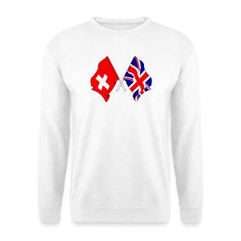 Flagge Schweiz, Flagge England - Unisex Pullover - Weiß - Vorne