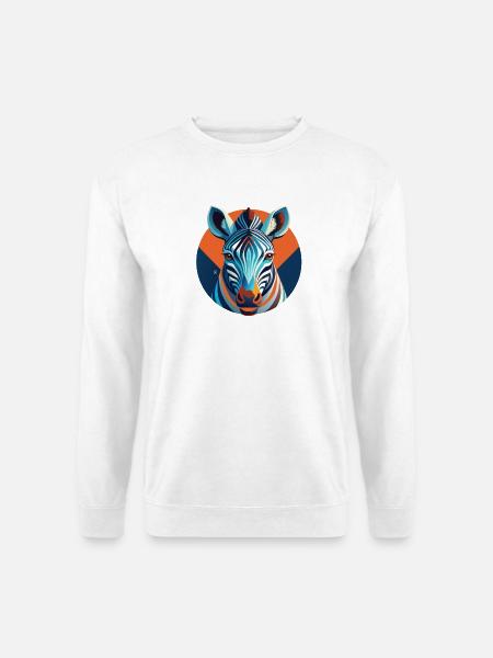 Chromatisches Zebra im geometrischen Kreis - Unisex Pullover - Weiß