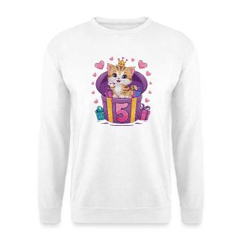 Chat mignon - 5e anniversaire - 5 ans - Sweat-shirt Unisexe - blanc - Devant