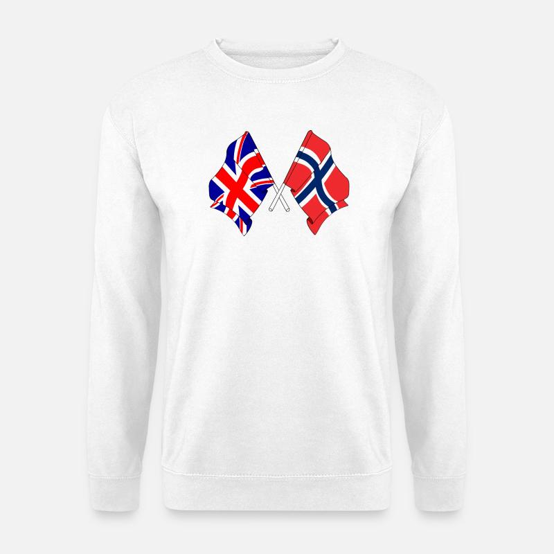 Flagge England, Flagge Norwegen - Unisex Pullover - Weiß