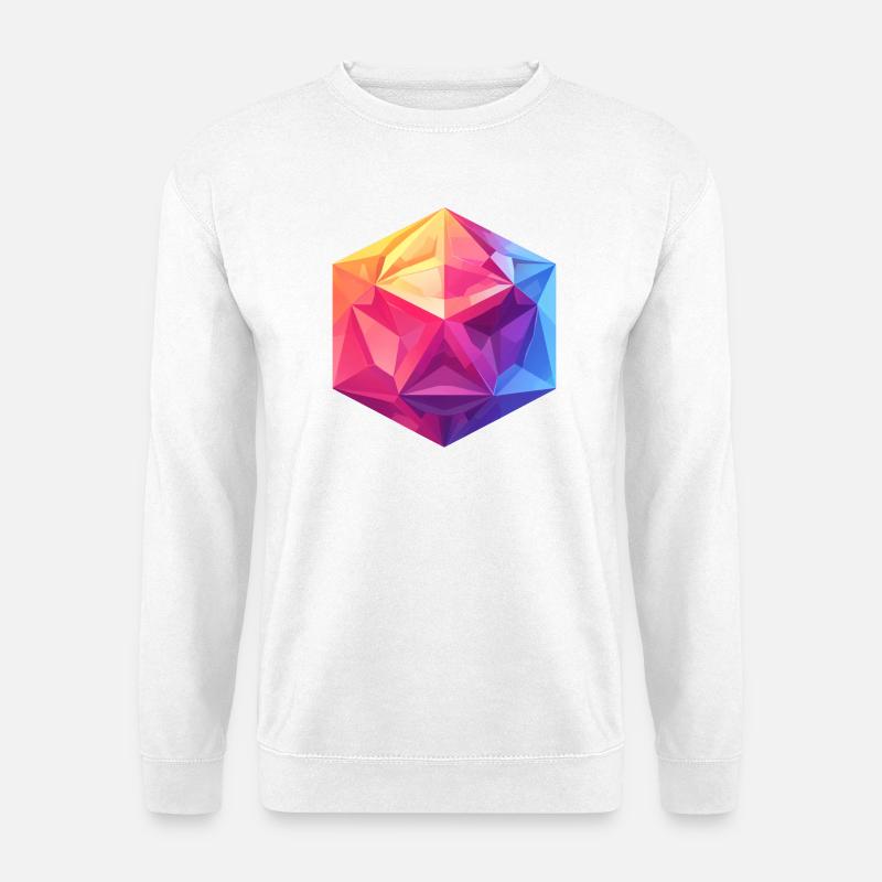 Geometric D20 Cube – Colorful RPG Design - Unisex Sweatshirt - white
