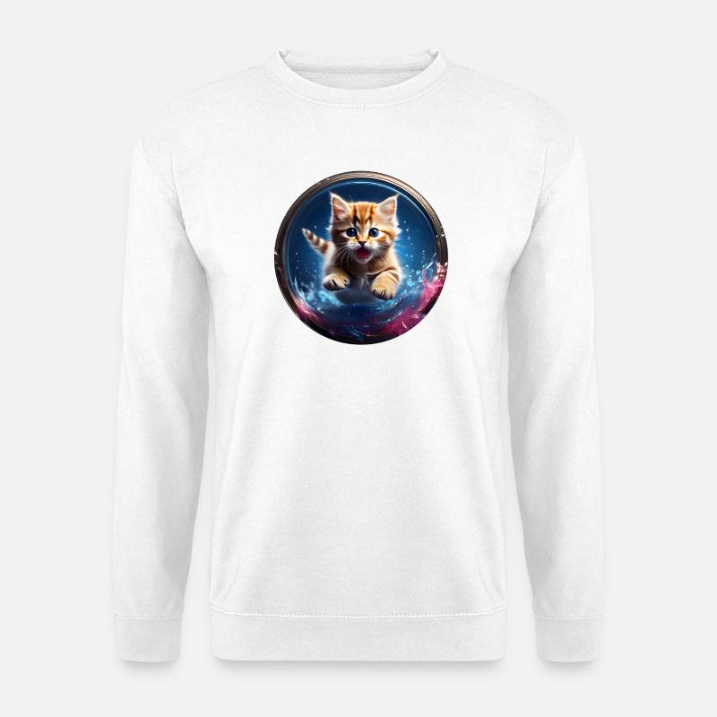 Katzen im Weltraumkugel - Unisex Pullover - Weiß