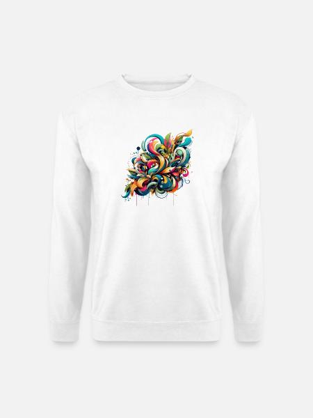 Coole florale dynamische Graffiti-Illustration - Unisex Pullover - Weiß