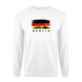 Berliner Skyline auf bemalter Flagge - Unisex Pullover - Weiß - Vorne