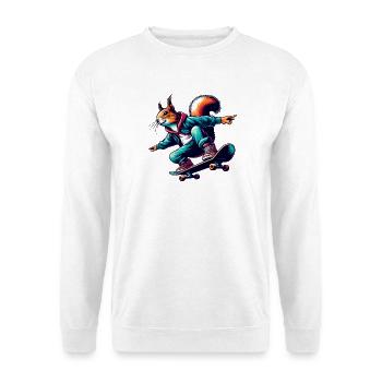 cooles Eichhörnchen auf einem Skateboard - Unisex Pullover - Weiß - Vorne