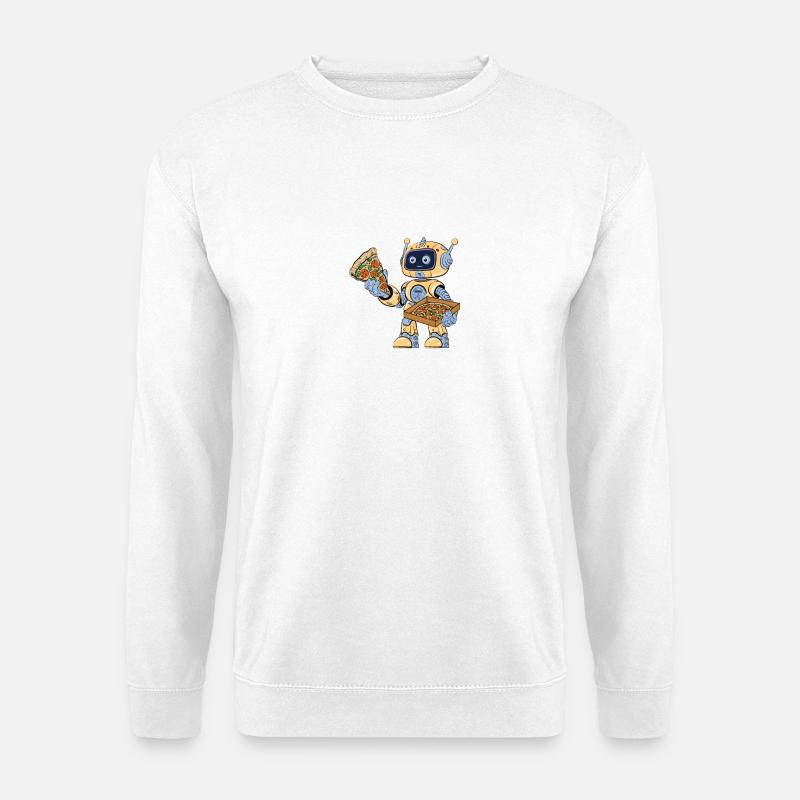 Robot eats pizza - Unisex Sweatshirt - white