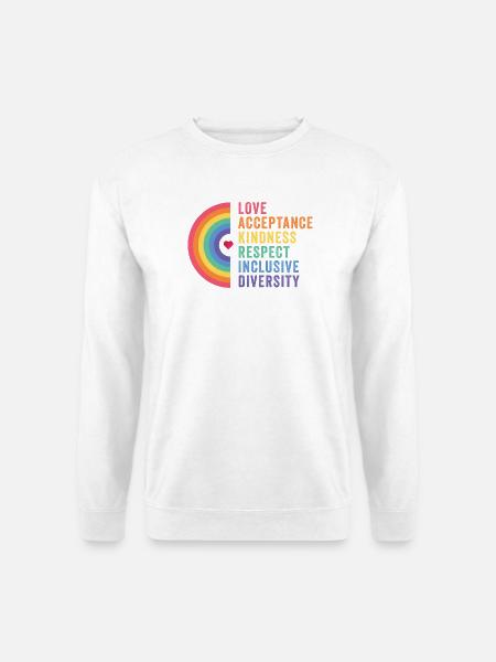 LGBT Pride Month - Liebe. Akzeptanz. Freundlichkeit. - Unisex Pullover - Weiß
