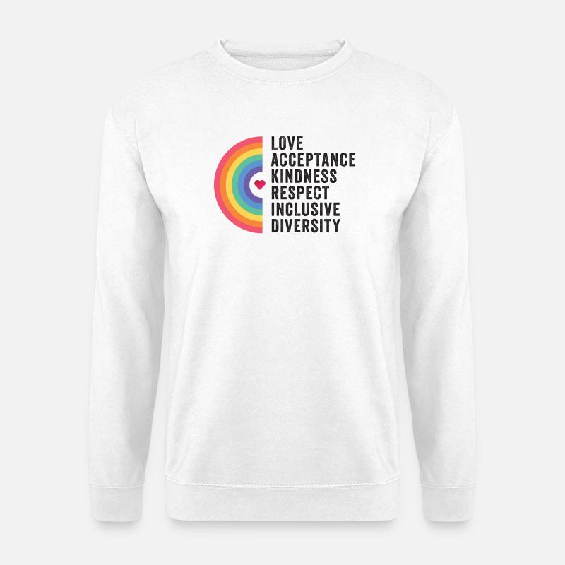 LGBT Pride Month - Liebe. Akzeptanz. Freundlichkeit. - Unisex Pullover - Weiß