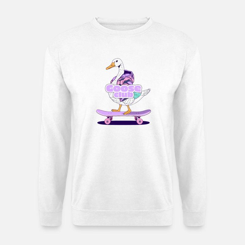 Whimsical Goose Skateboard Design - Unisex Sweatshirt - white