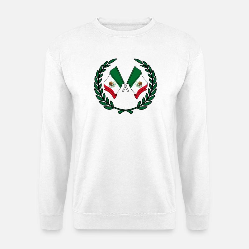 Mexico flags in laurel wreath - Unisex Sweatshirt - white