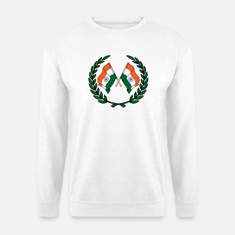 Drapeaux Inde en couronne de laurier - Sweat-shirt Unisexe - blanc