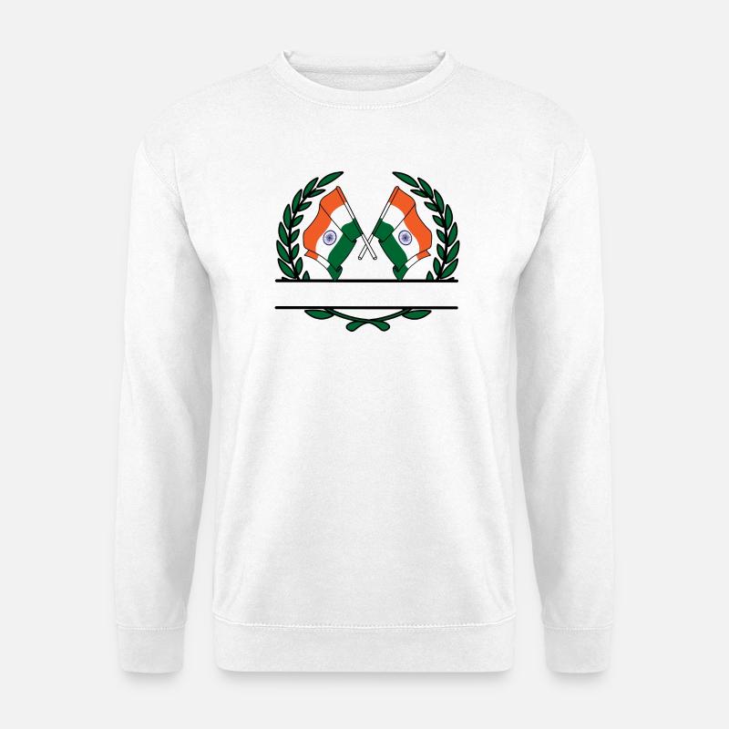 Flaggen Indien Lorbeerkranz-Banner - Unisex Pullover - Weiß