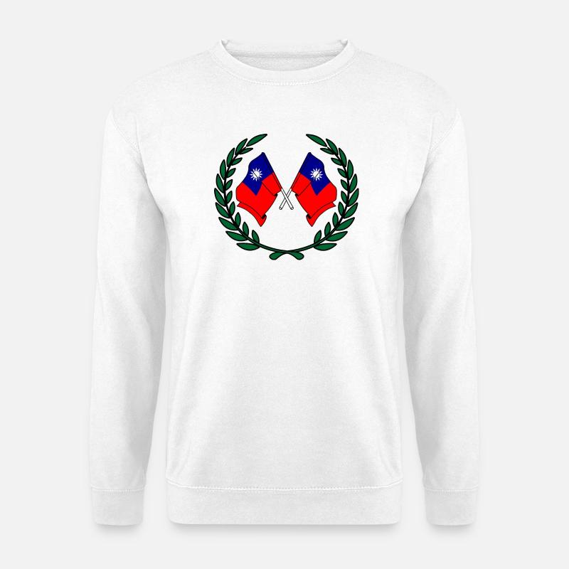 Flags Taiwan in laurel wreath - Unisex Sweatshirt - white