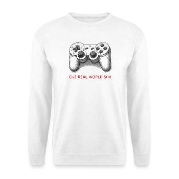 Retro Controller Gamer Spruch Real World Sux - Unisex Pullover - Weiß - Vorne
