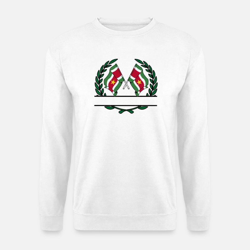Flaggen Surinam-Lorbeerkranz-Banner - Unisex Pullover - Weiß