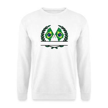 Flaggen Brasilien Lorbeerkranz Banner - Unisex Pullover - Weiß - Vorne