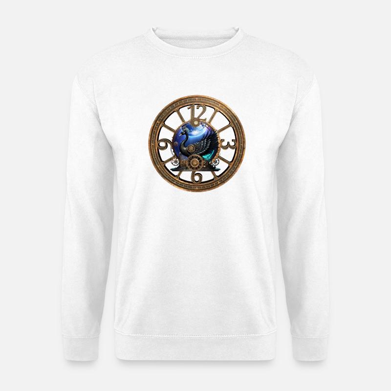 Schwarzer Steampunk-Schwan - Unisex Pullover - Weiß
