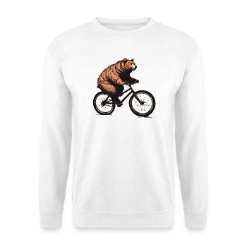 Lustiger Bär auf Fahrrad Radfahrer Motiv - Unisex Pullover - Weiß - Vorne