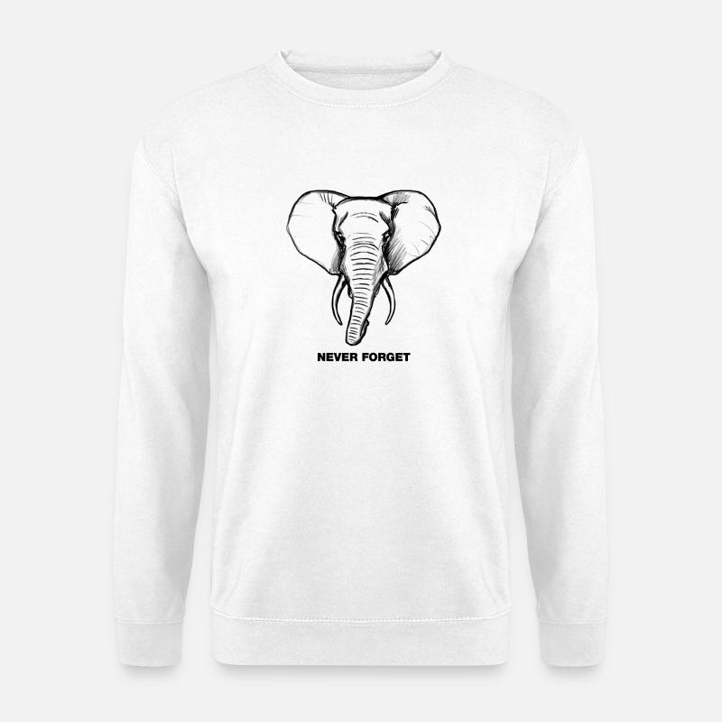 Elefant - Never forget - Unisex Pullover - Weiß