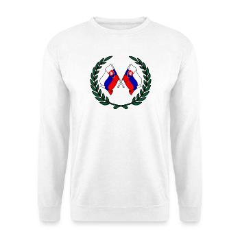 Flags Slovakia in laurel wreath - Unisex Sweatshirt - white - Front