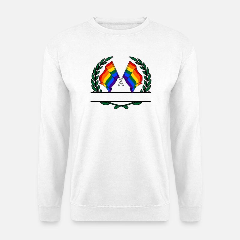 Fahnen Regenbogen Lorbeerkranz Banner - Unisex Pullover - Weiß