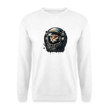 A cat with an astronaut helmet in space - Unisex Sweatshirt - white - Front