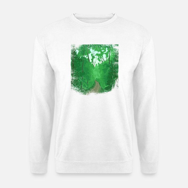 Waldweg mit ausgefranstem Rand - Unisex Pullover - Weiß