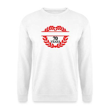 Namensbanner siebzig Jahre, Herz Lorbeerkranz - Unisex Pullover - Weiß - Vorne
