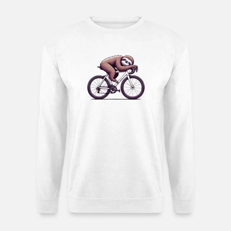 Faultier auf Rennrad Radfahrer Humor - Unisex Pullover - Weiß