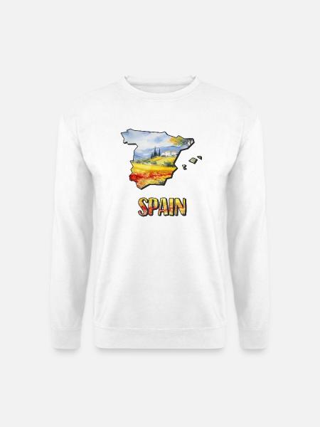 Aquarell Landkarte Spanien - Unisex Pullover - Weiß