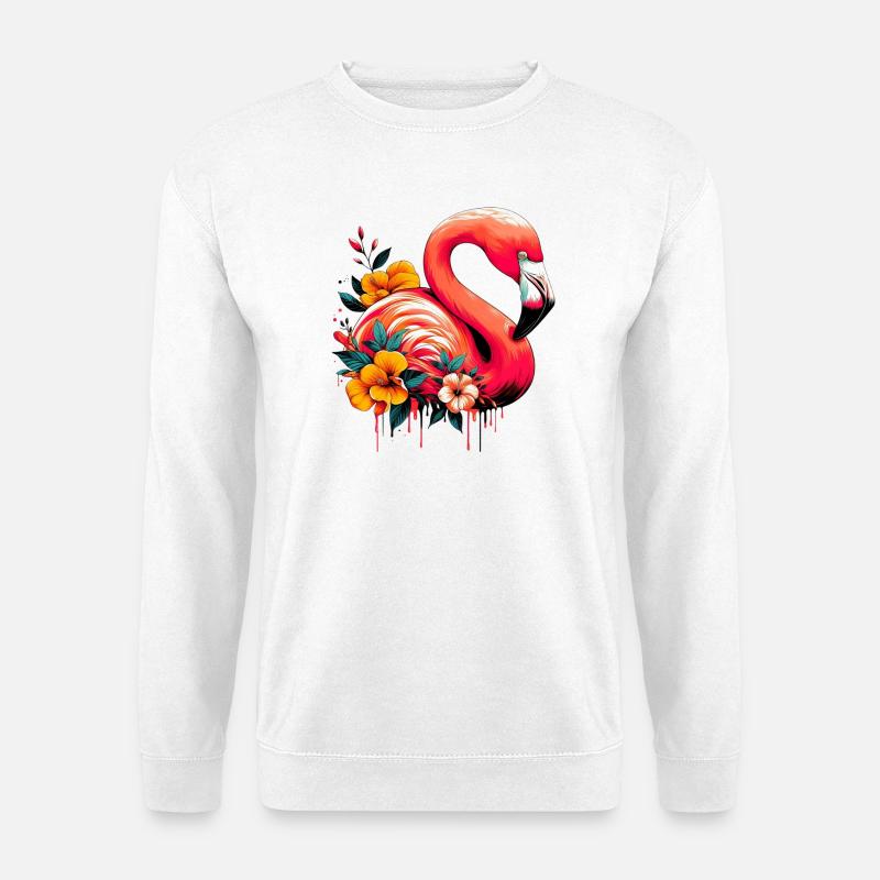 Flamingo - Unisex Pullover - Weiß