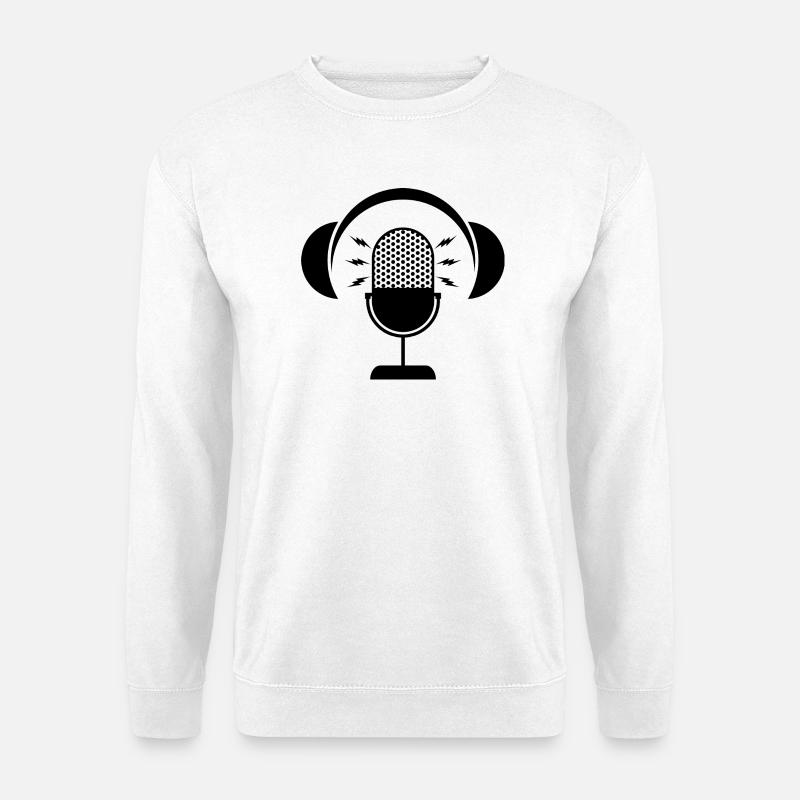 Podcast-Mikrofon & Kopfhörer - Unisex Pullover - Weiß