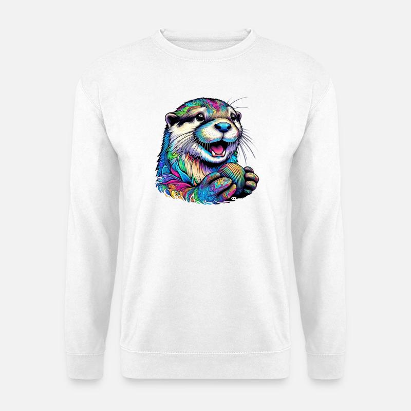 Fischotter mit Panzer - Unisex Pullover - Weiß