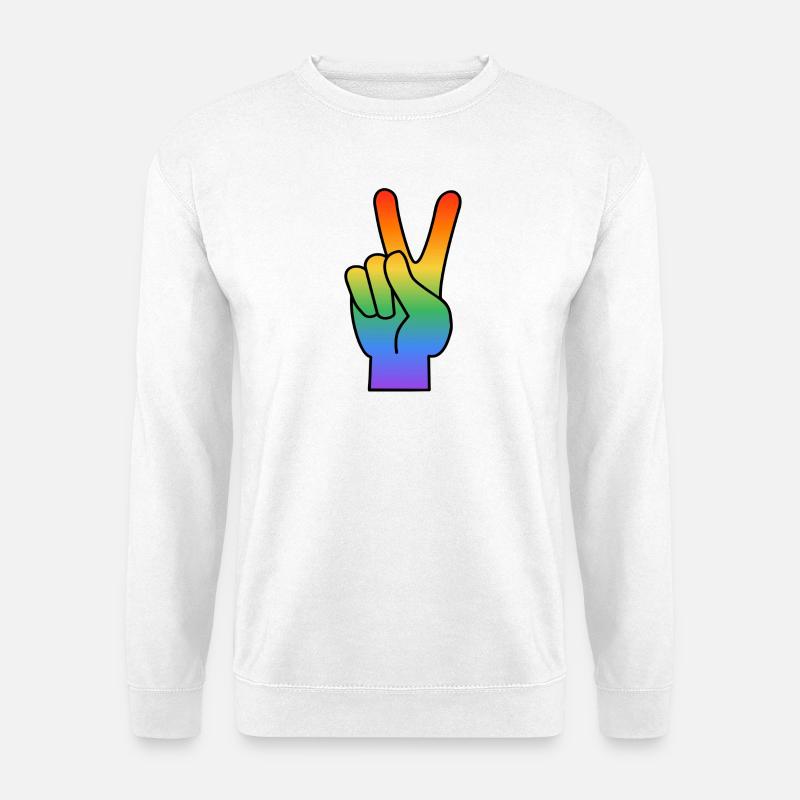 Rainbow Peace Sign - Unisex Sweatshirt - white