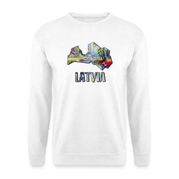 Aquarell Landkarte Lettland - Unisex Pullover - Weiß - Vorne