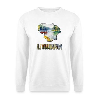 Aquarell Landkarte Litauen - Unisex Pullover - Weiß - Vorne