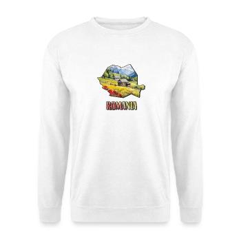 Carte à l’aquarelle Roumanie - Sweat-shirt Unisexe - blanc - Devant