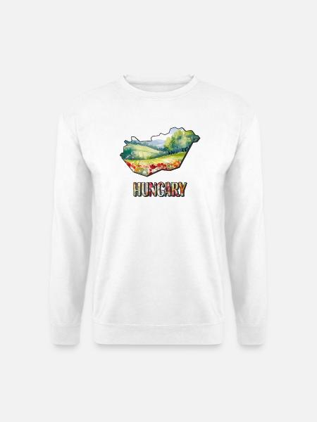 Aquarell Landkarte Ungarn - Unisex Pullover - Weiß