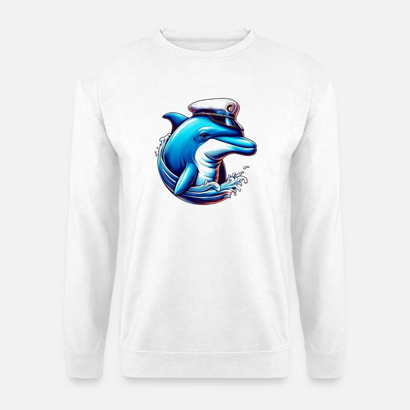 Delfin-Seemann - Unisex Pullover - Weiß