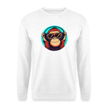 Affe mit Sonnenbrille und Kopfhörern - Unisex Pullover - Weiß - Vorne