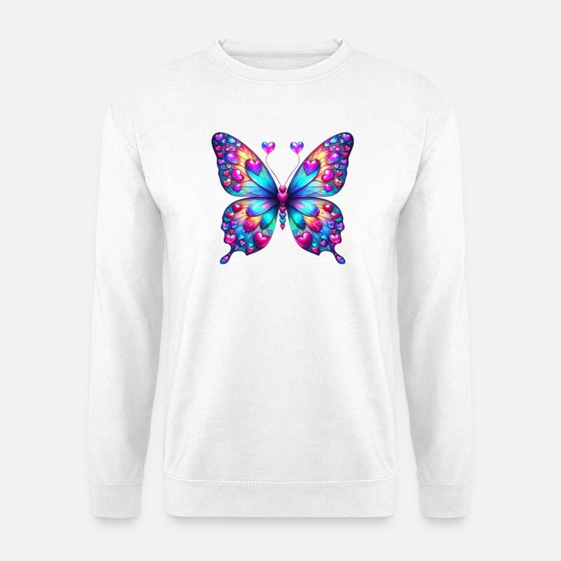 Schmetterling Herz Herzen Herzen Herz - Unisex Pullover - Weiß