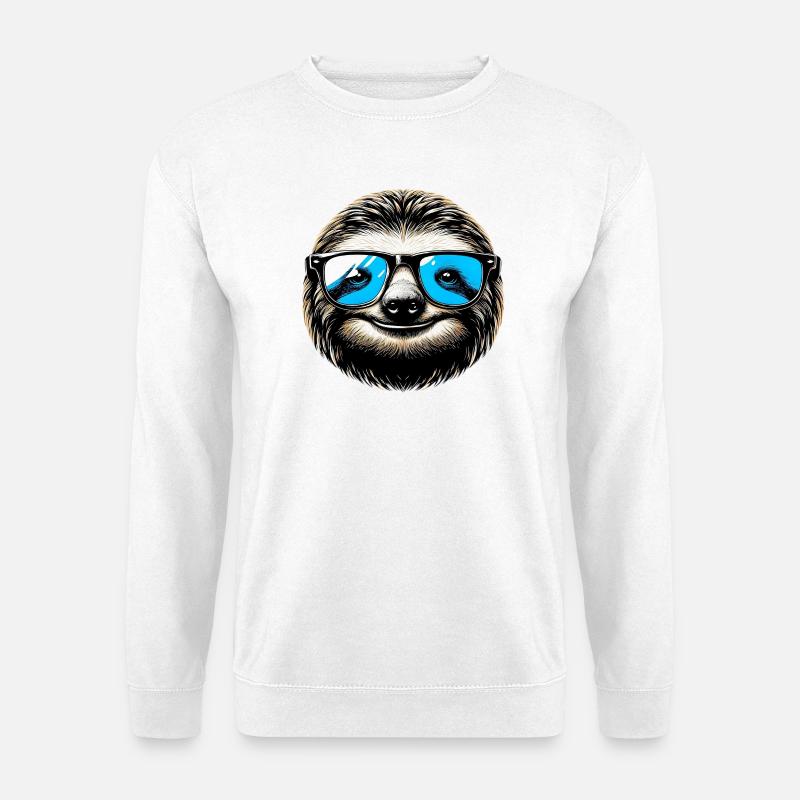 Sloth with Sunglasses - Unisex Sweatshirt - white