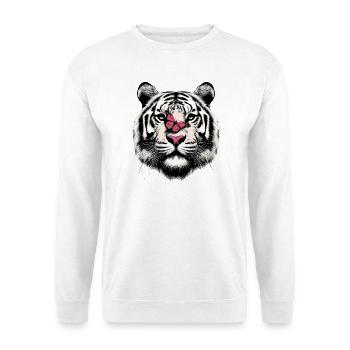 Tigre et papillon - Sweat-shirt Unisexe - blanc - Devant