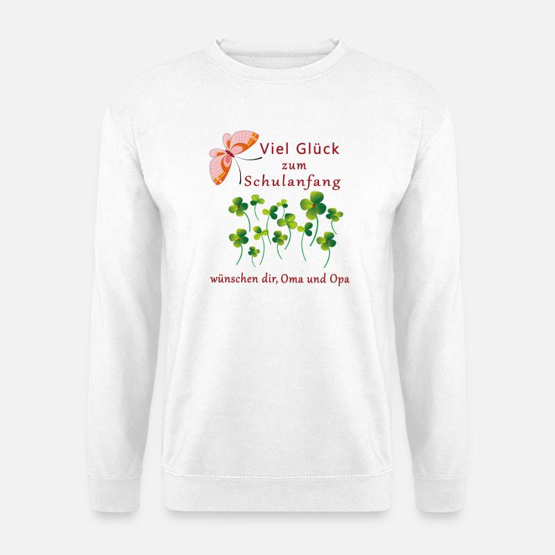Viel Glück Zum Schulanfang mit Glücksklee - Unisex Pullover - Weiß