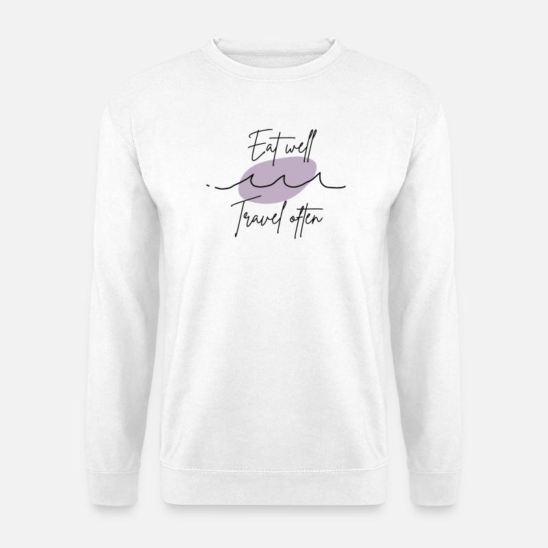 Eat well travel often welle - Unisex Pullover - Weiß