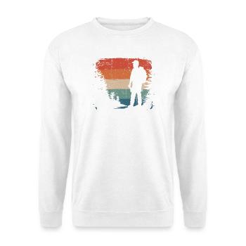 Hiker Silhouette Against Sunset Stripes - Unisex Sweatshirt - white - Front