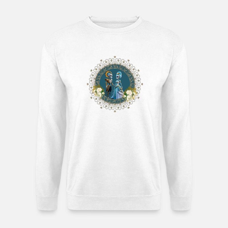 Das niedliche Skelett-Pärchen im Gothic-Stil - Unisex Pullover - Weiß